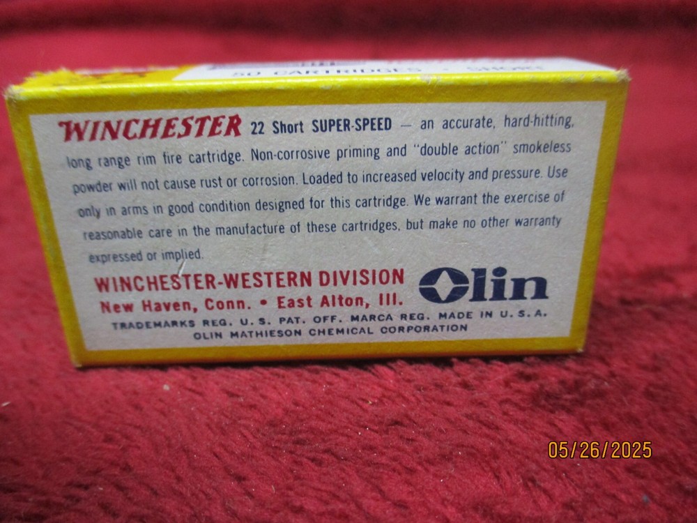 Vintage Winchester, SUPER -SPEED 22 Short, Ammo Box, (EMPTY)