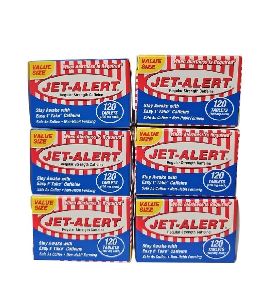 6 Pack Jet Alert 100MG Each Caffeine Tablet 120 Count Each