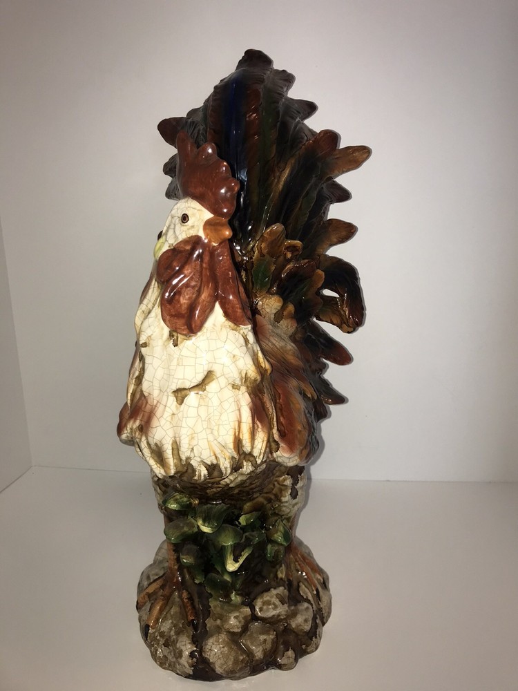 Large Vintage Ceramic Rooster Sculpture