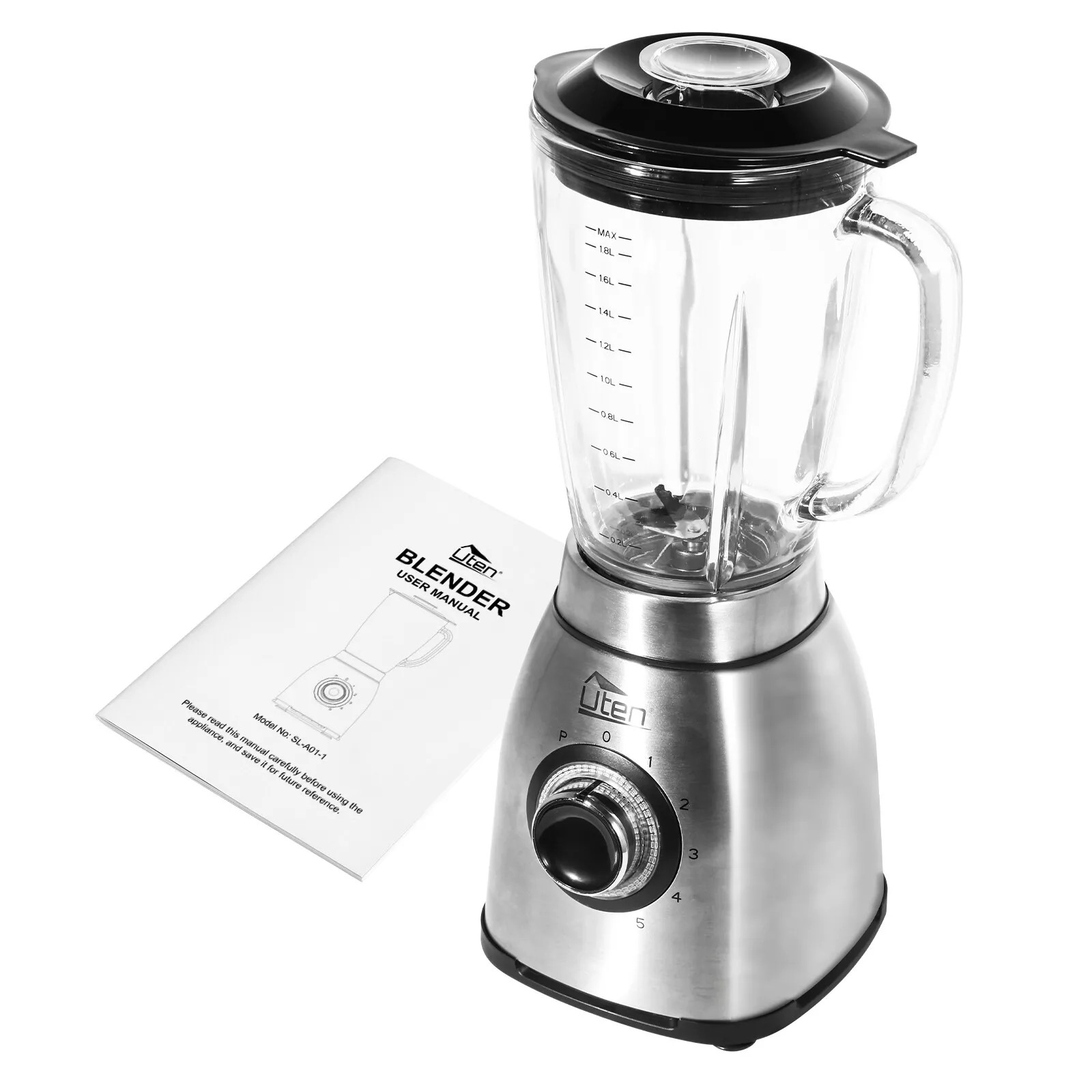 Blender Glass Stainless Steel 1800W Ice Crusher Smoothie Maker Universal Mixer