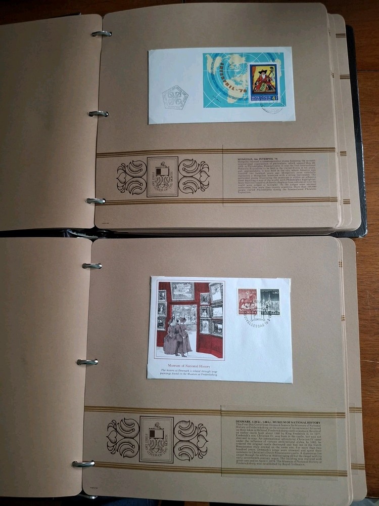 2 FLEETWOOD FDC FIRST DAY COVER OF THE MONTH 3-RING 2" BINDER with SLIPCASE