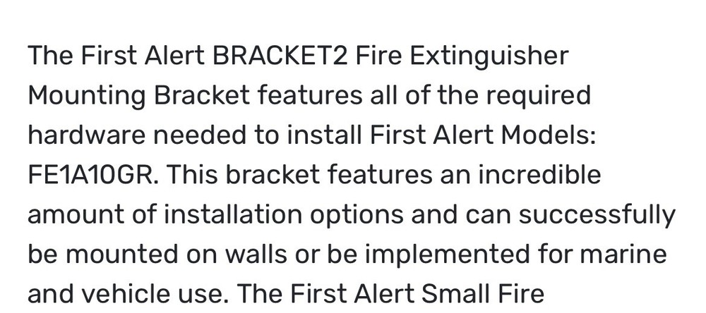 First Alert Small Fire Extinguisher Mounting Bracket - BRACKET2 NEW IN BOX