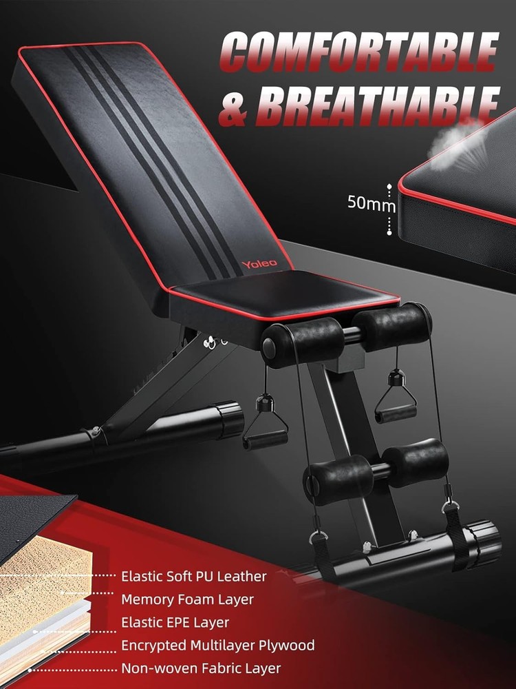 Versatile Adjustable Weight Bench for Full Body Home Workouts - Foldable FID