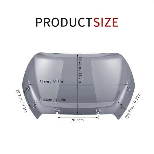 11.5" Wave Windshield Windscreen Wind Splitter Compatible for Harley Dark Smoke