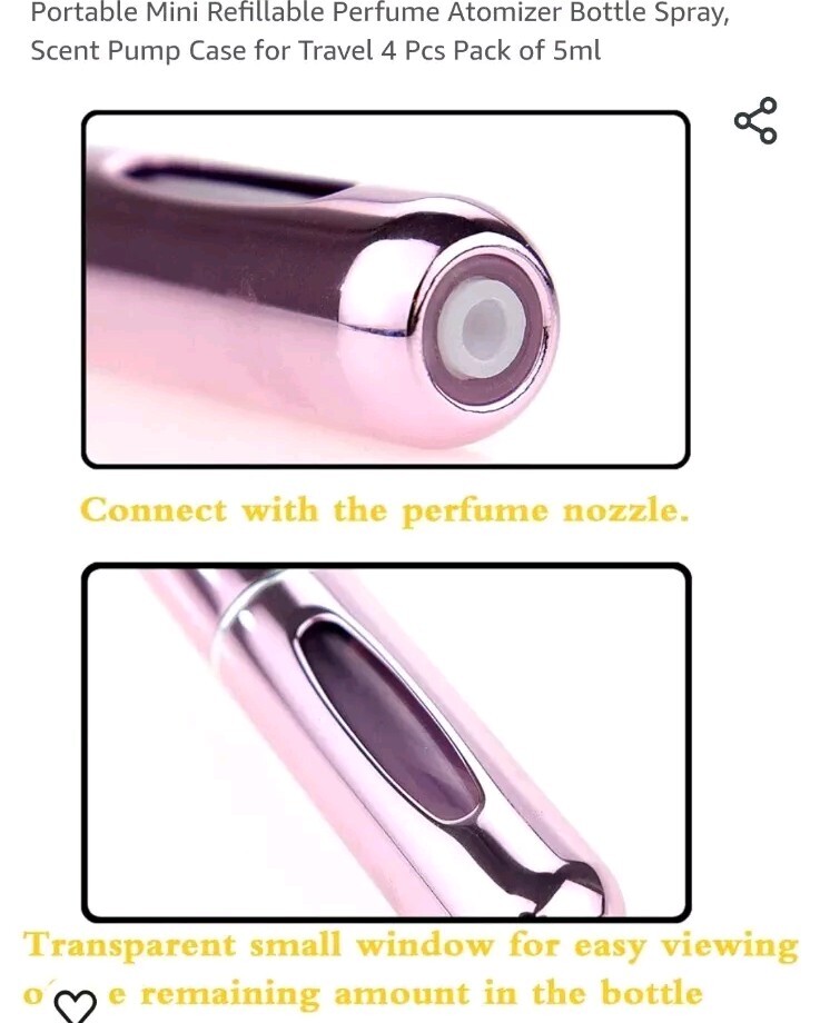 Portable Mini Refillable Perfume Atomizer Bottle Spray, Scent Pump Case Clear