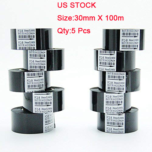 US Stock 5 Rolls Replacement Black Color Ribbon for Coding Machine