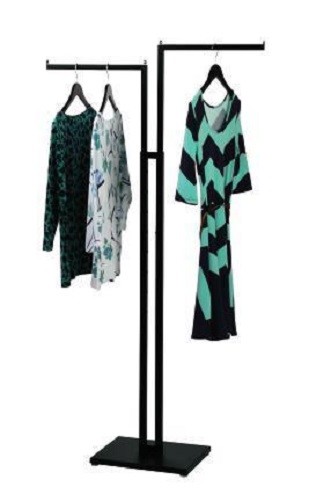 Clothes Rack Two Way 2 Straight Arms Clothing Retail Display Black 72" Metal
