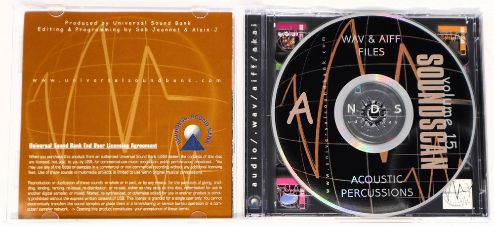 USB Soundscan 15 Acoustic Percussions Akai Sample/Sound Library/Sampling CD