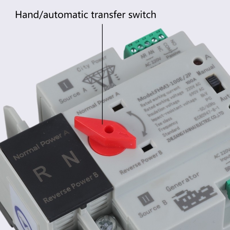 2P 100A Double Power Automatic Transfer Switches for Inverter, Generator Use