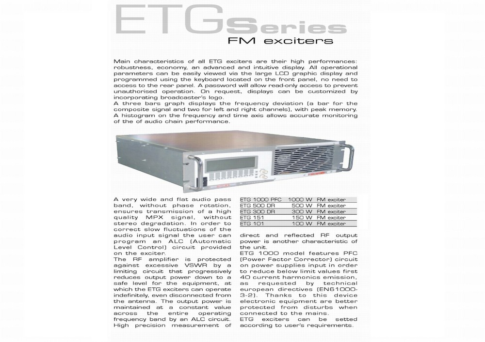 Broadcast Professional Transmitter FM Elenos ETG 1400 watt - 88-108 Mhz