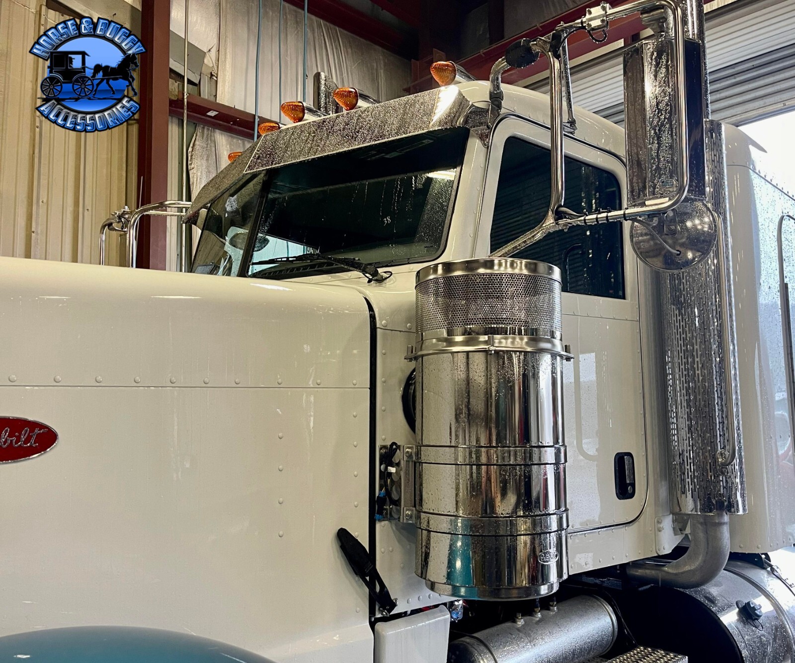 Rollin low 8" straight Peterbilt visor 304 stainless 379,389,388,386,359 nu-1001