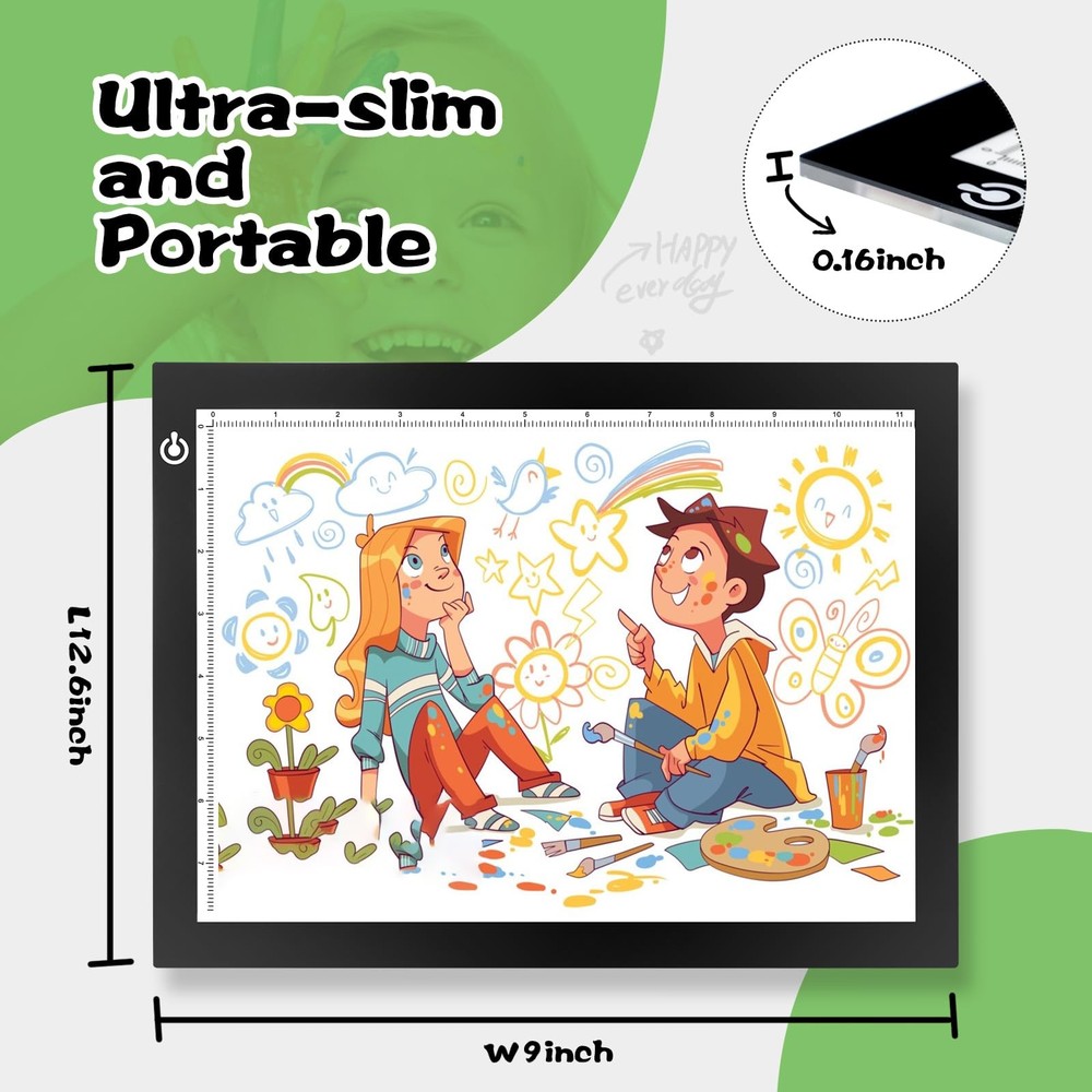 9x12 Inch Light Pad, Ultra-Thin USB Powered Bright Light up Adjustable Light ...