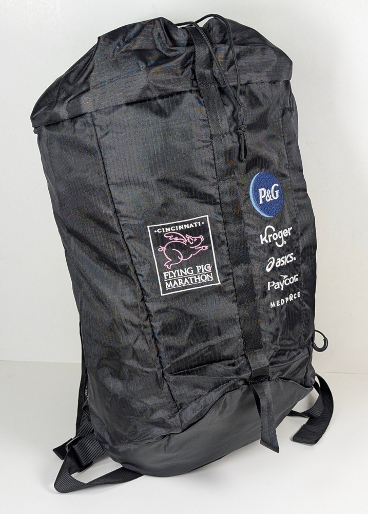 Flying Pig Marathon Cincinnati Lightweight Backpack Black Workout Runner Nylon