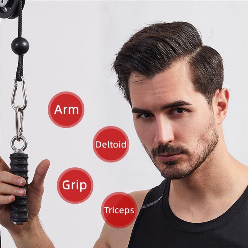 Zicolor Ergonomic Tricep Rope Handle Pulldown Attachment Black(1-pack)