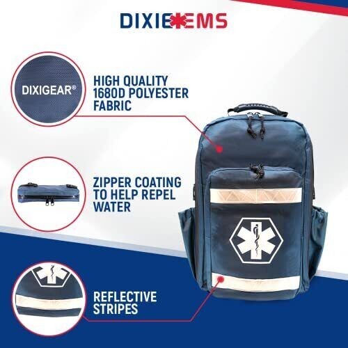 Dixie EMS Ultimate O2 Oxygen Backpack Jump Bag with Color Coded Detachable Pocke