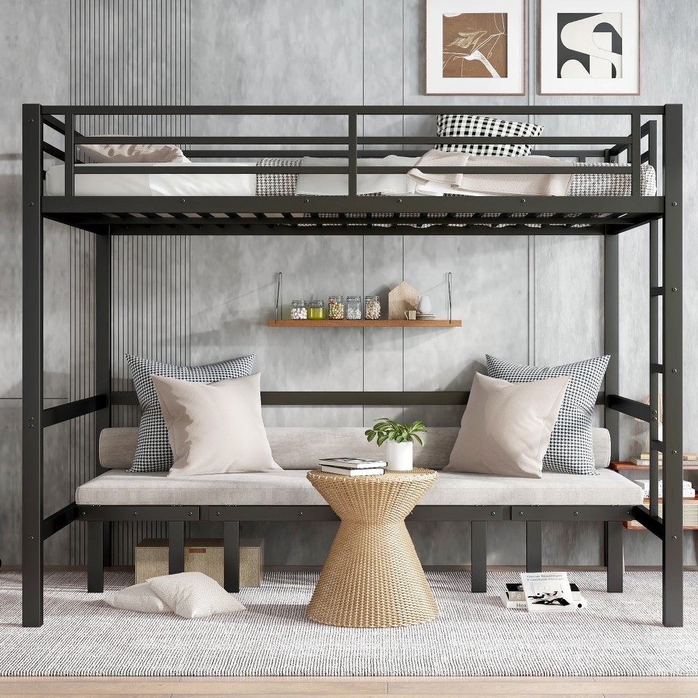 Queen over Queen Size Bed pull-out Metal Bunk Bed,lower bunk can be pulled out
