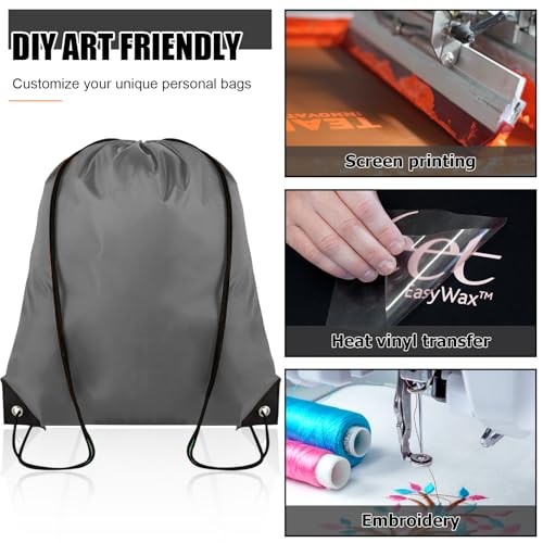 Drawstring Backpack BulkPcs Cinch Bag, Polyester Drawstring Bags for 100 Grey