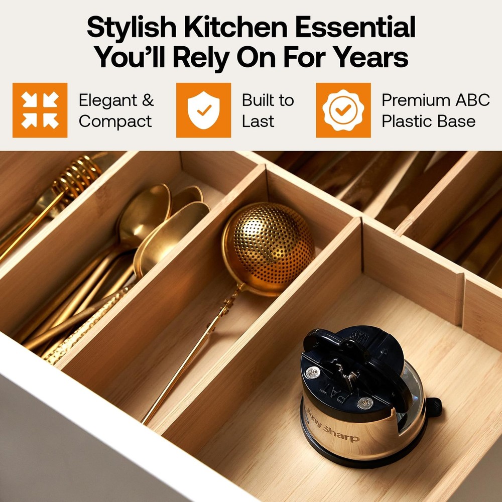 Silver Knife Sharpener with PowerGrip Suction for Effortless Kitchen Use