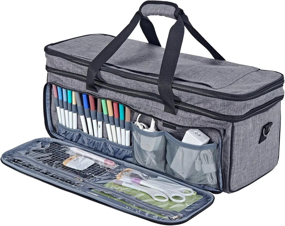 Double Layer Carrying Case with Mat Pocket for Cricut Maker 4, Explore 4, Multi