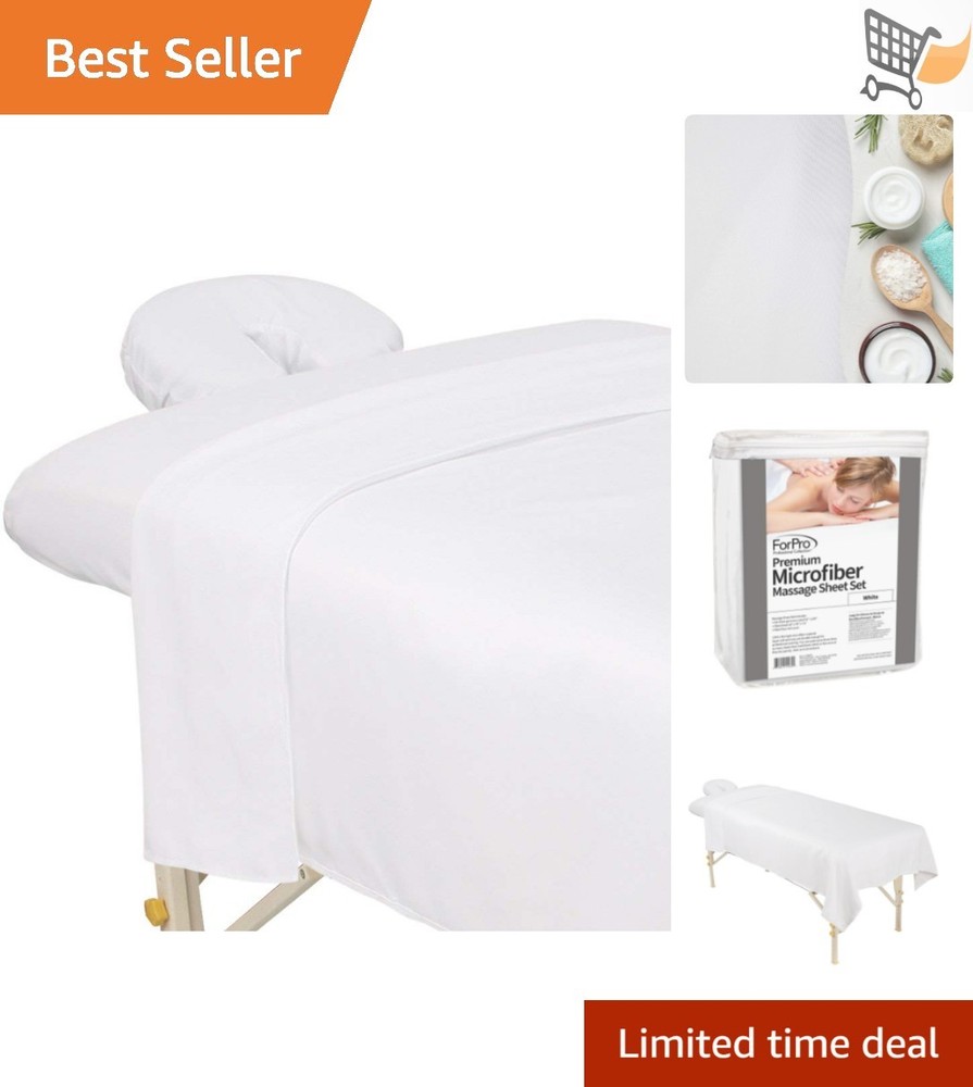 Microfiber Massage Sheet Set 3-Piece White Ultralight Wrinkle Resistant