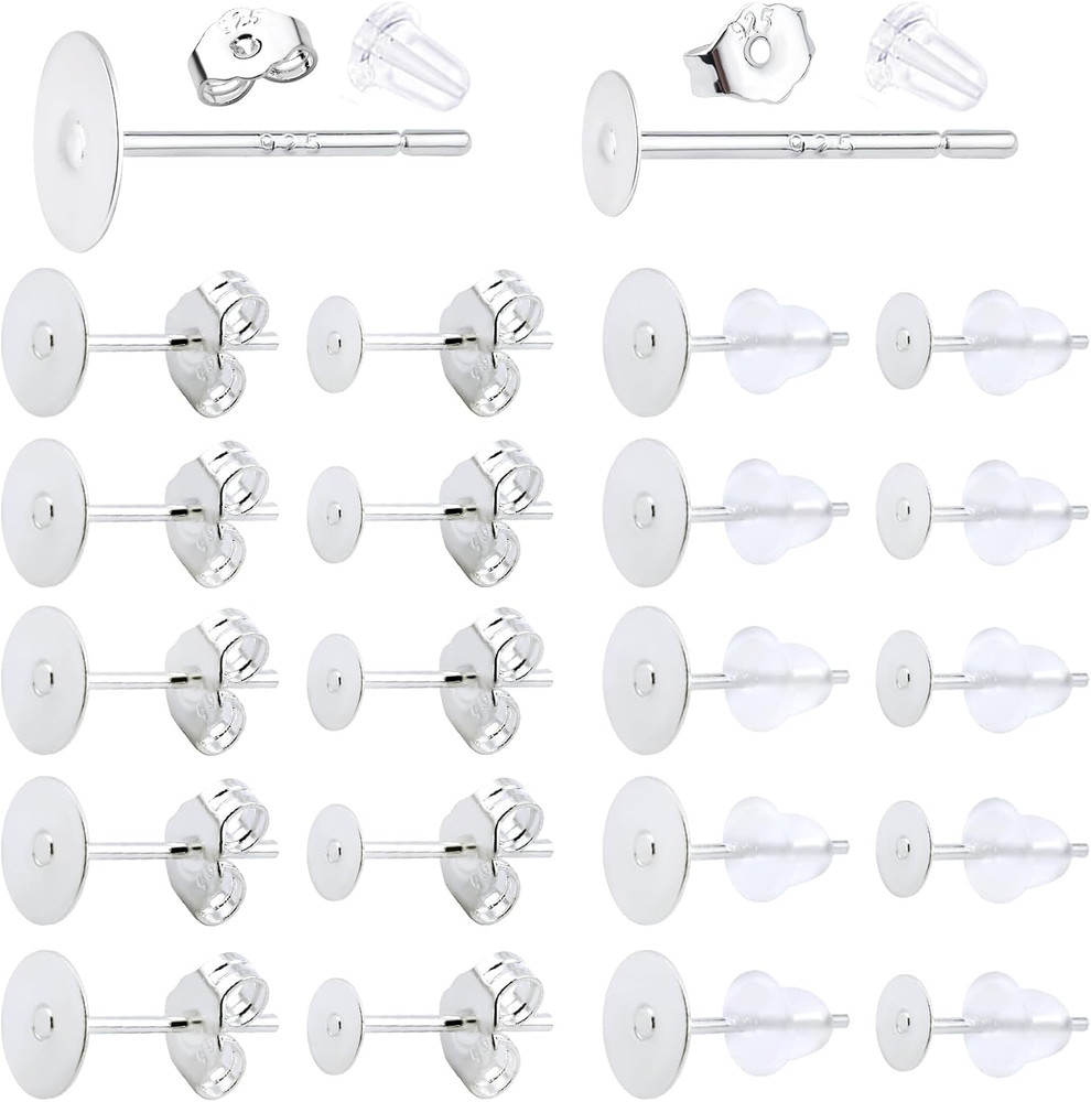 210Pcs Hypoallergenic Earring Backs & Posts - 925 Silver, Silver-Plated Copper,