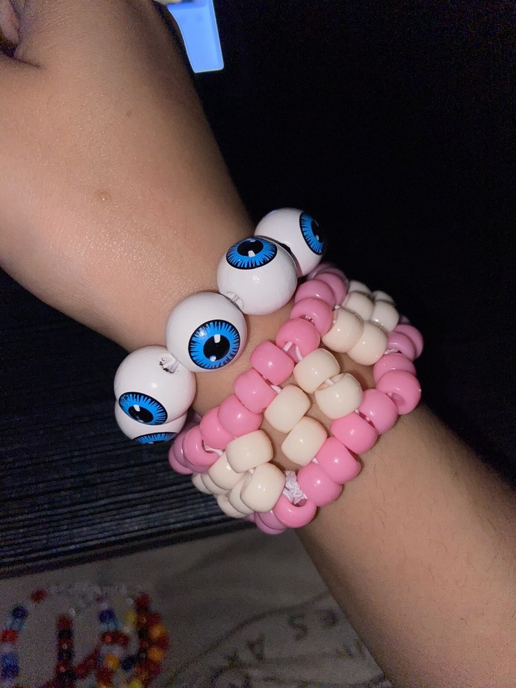 Teeth Kandi Cuff Plus Single Eyeballs Kandi Bracelet