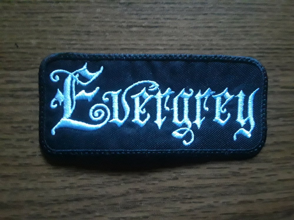 EVERGREY,SEW ON WHITE EMBROIDERED PATCH