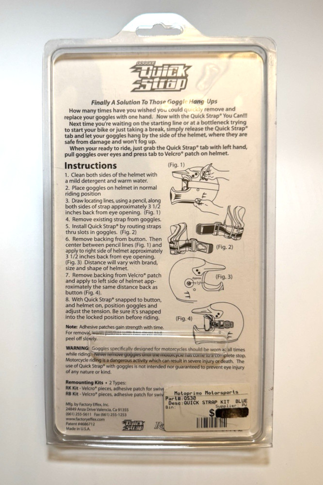 Roko Goggle Quick Strap BLUE. New In Package.