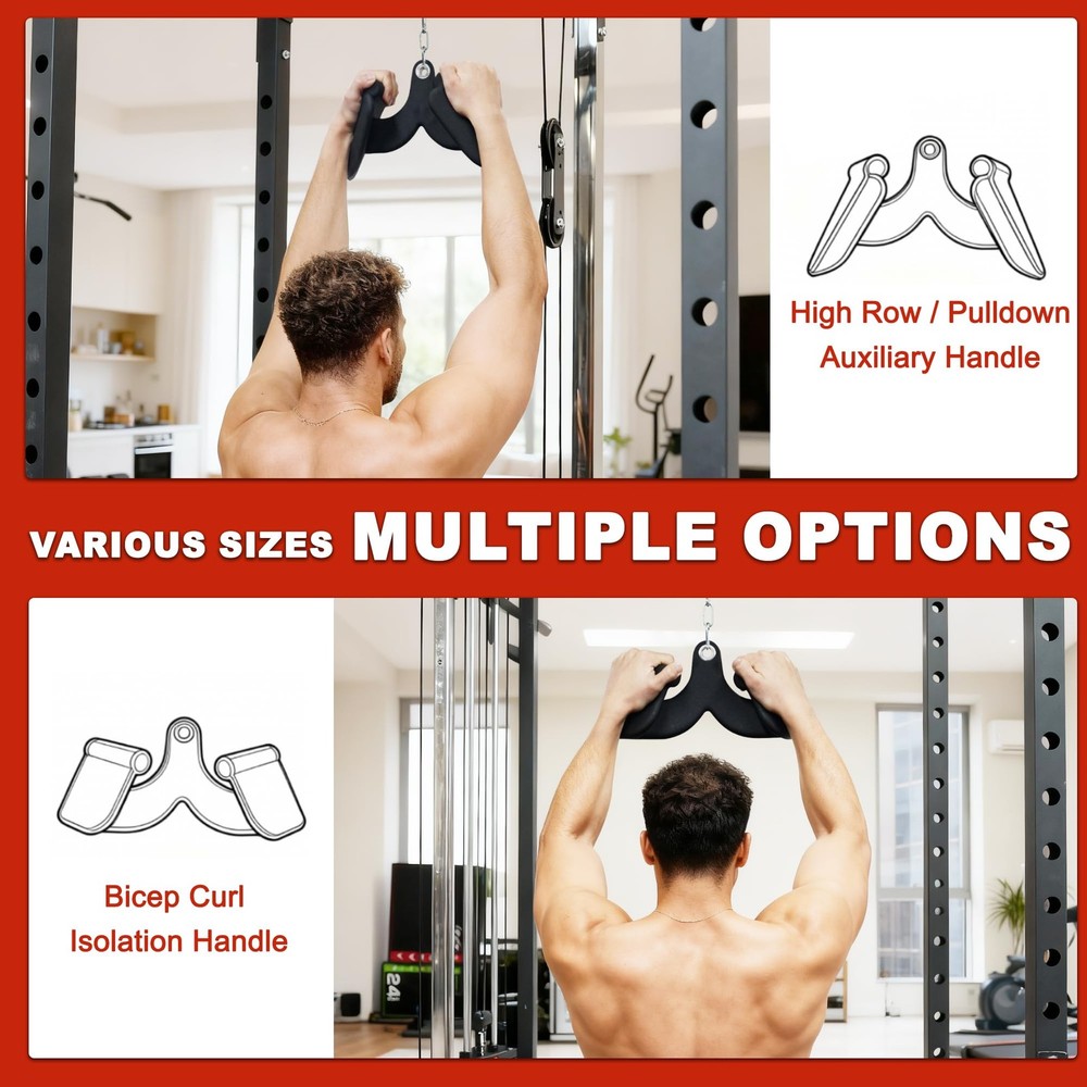 "5Piece Cable Machine Attachments Set for Lat Pulldown, Bicep, Tricep Workouts"