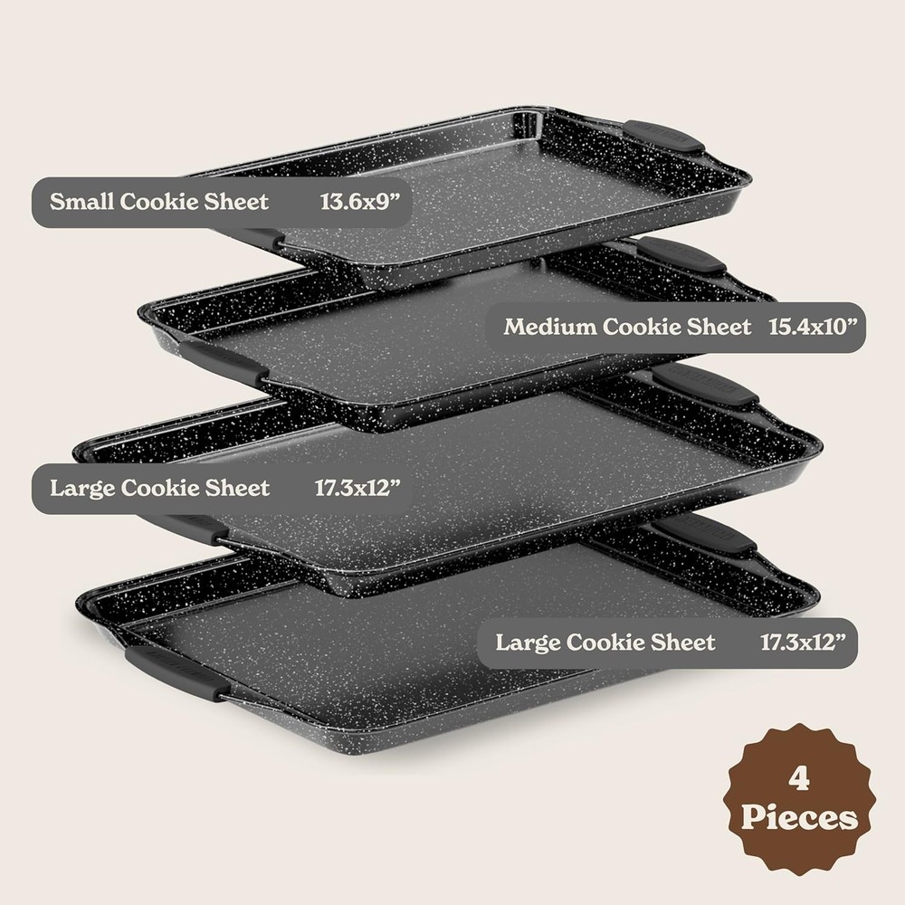 Nonstick Stackable Bakeware Set Heavy Duty Durable Easy Release Baking Set Black