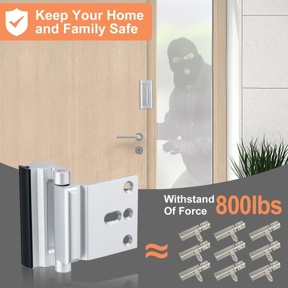Husfunov 2 Pack Home Security Door Lock,Childproof 2Pack-Silver