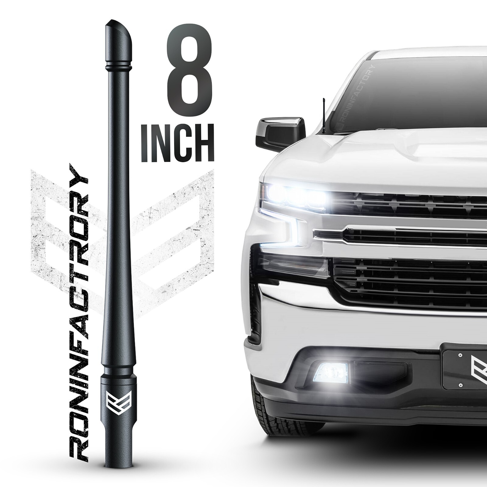 SHORT ANTENNA for CHEVY SILVERADO GMC SIERRA TRUCKS 8 INCH FLEXIBLE - ANTI THEFT