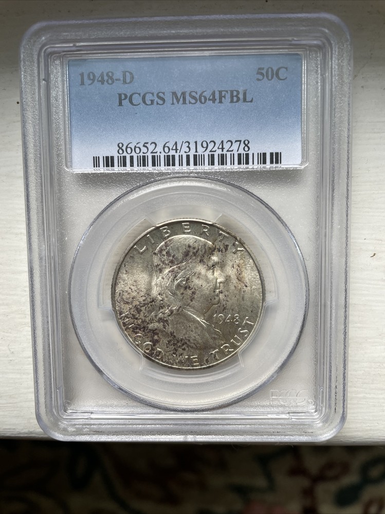 1948 D Franklin Silver Half Dollar PCGS MS 64 FBL