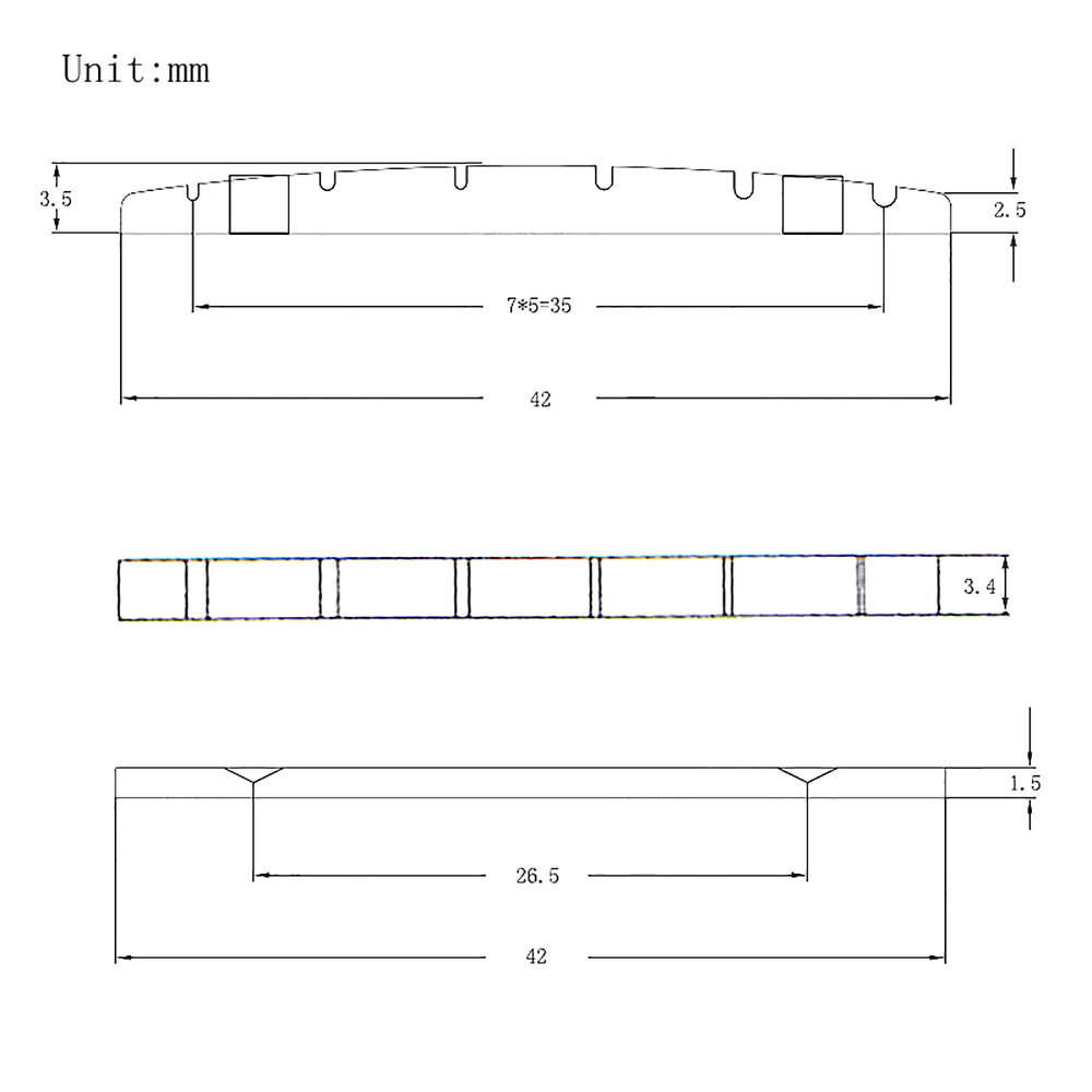 6 String 42mm Electric Guitar Nut Split Regulation Adjustable Height Brass Nut