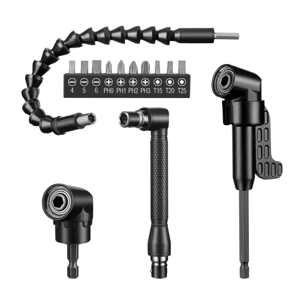 14pc 105 Degree Drill Socket Adapter Flexible Drill Bit Extension Rod Driver Set