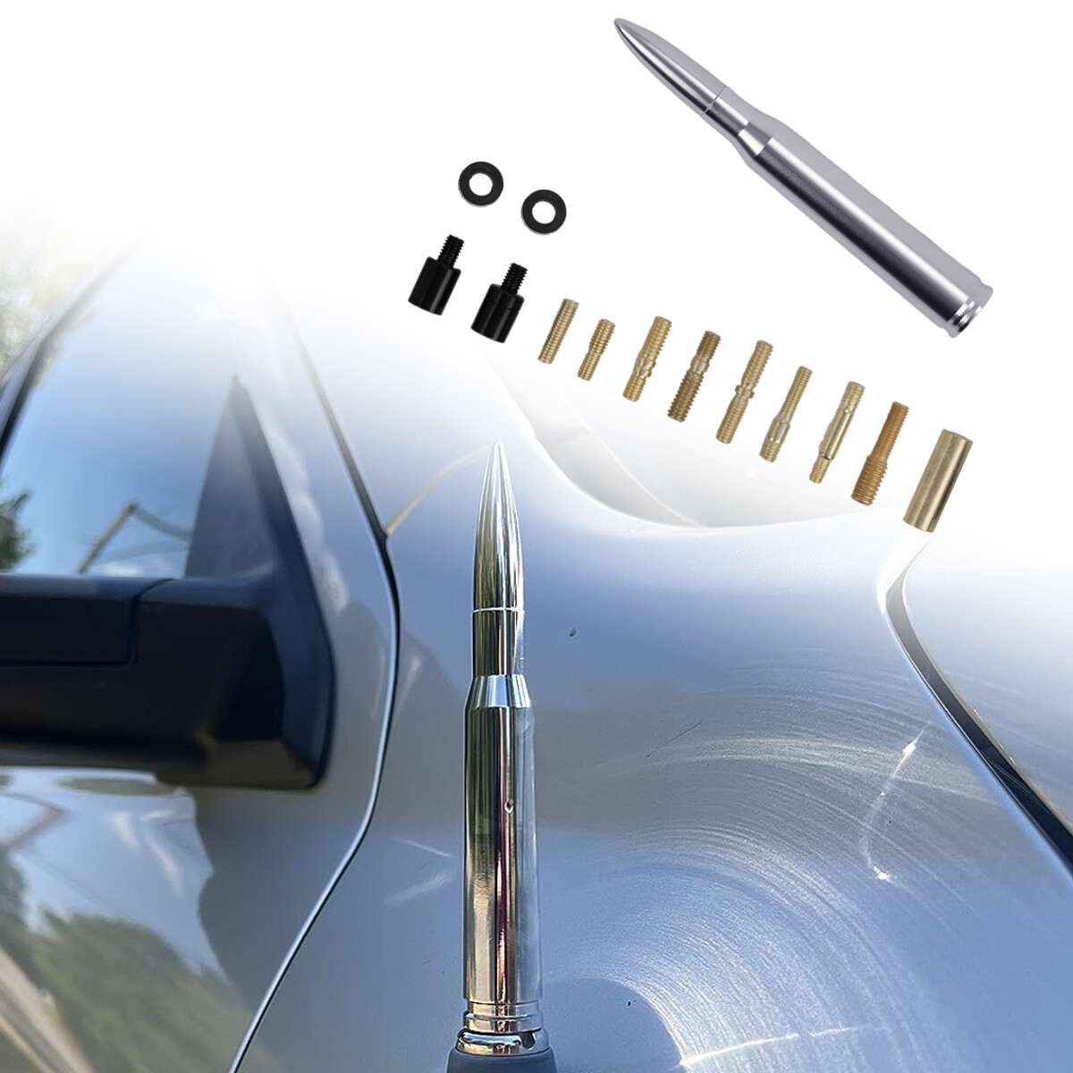 50 Cal Bullet Antenna for Ford F150 Chevy Silverado GMC Sierra Dodge RAM Truck