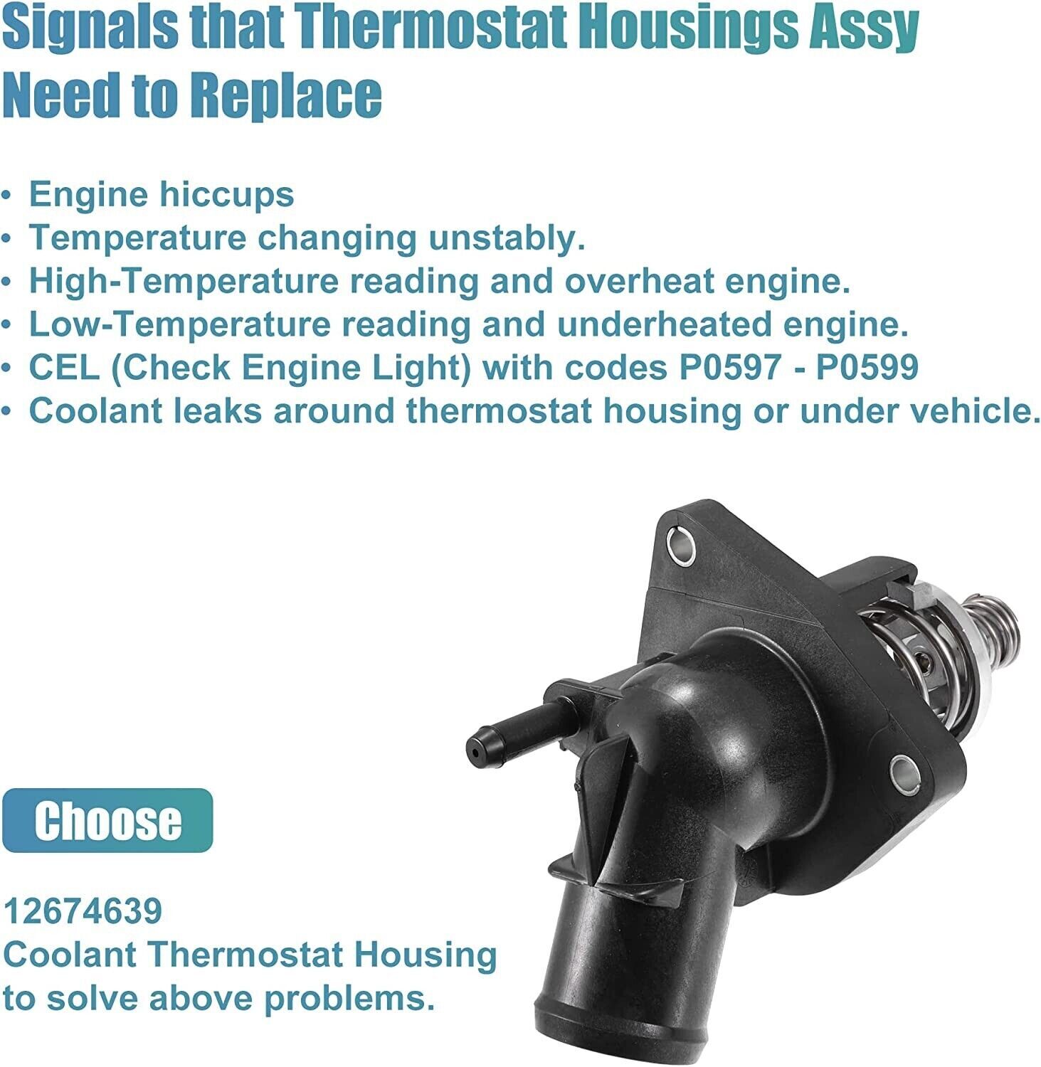 Water Pump Outlet W/ Thermostat For 14-19 Chevy Silverado Sierra 4.3L 5.3L 6.2L