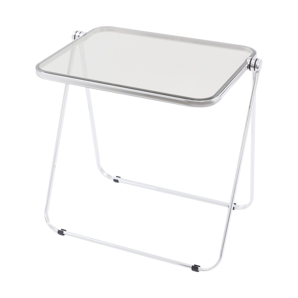 Clear Foldable Side Storage Table Tiny Desk For Home Office Small Computer Desk