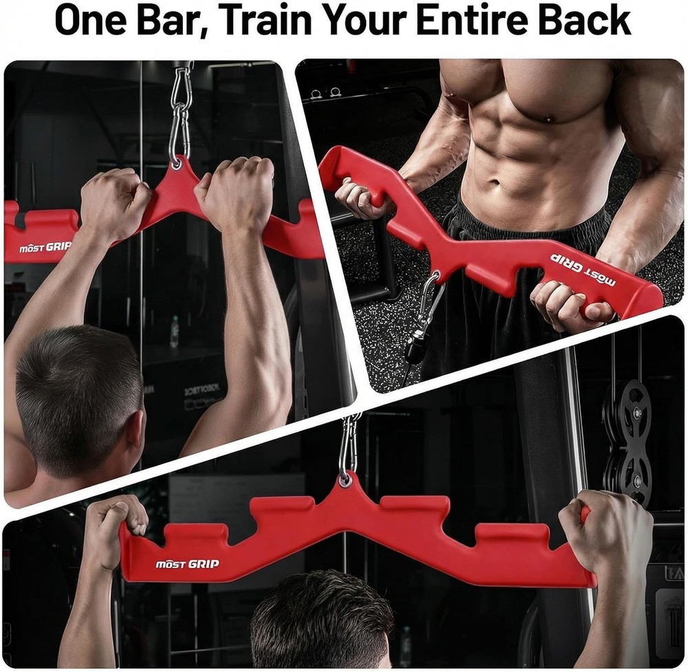 LAT Pull Down Bar with 6 Ergonomic Handles Neutral Grip Pulldown Attachments