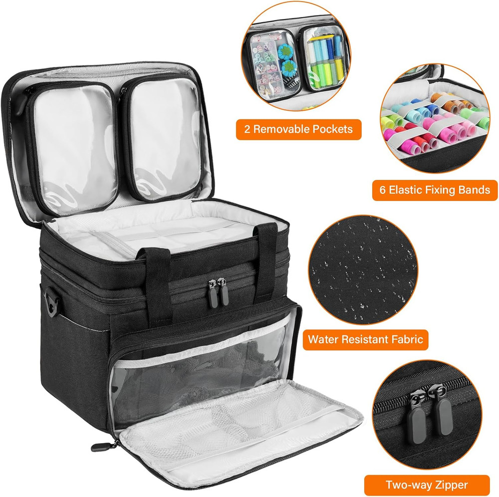 Sewing Accessories Organizer Case with Shoulder Strap,Double Layer Sewing Storag