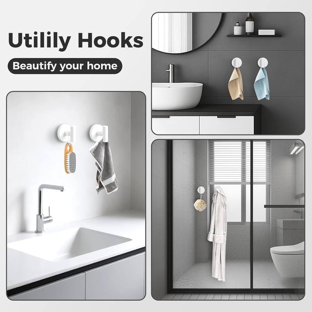 Shower Hooks for Inside Shower,No-Drill Removable&Reusable Towel Hooks