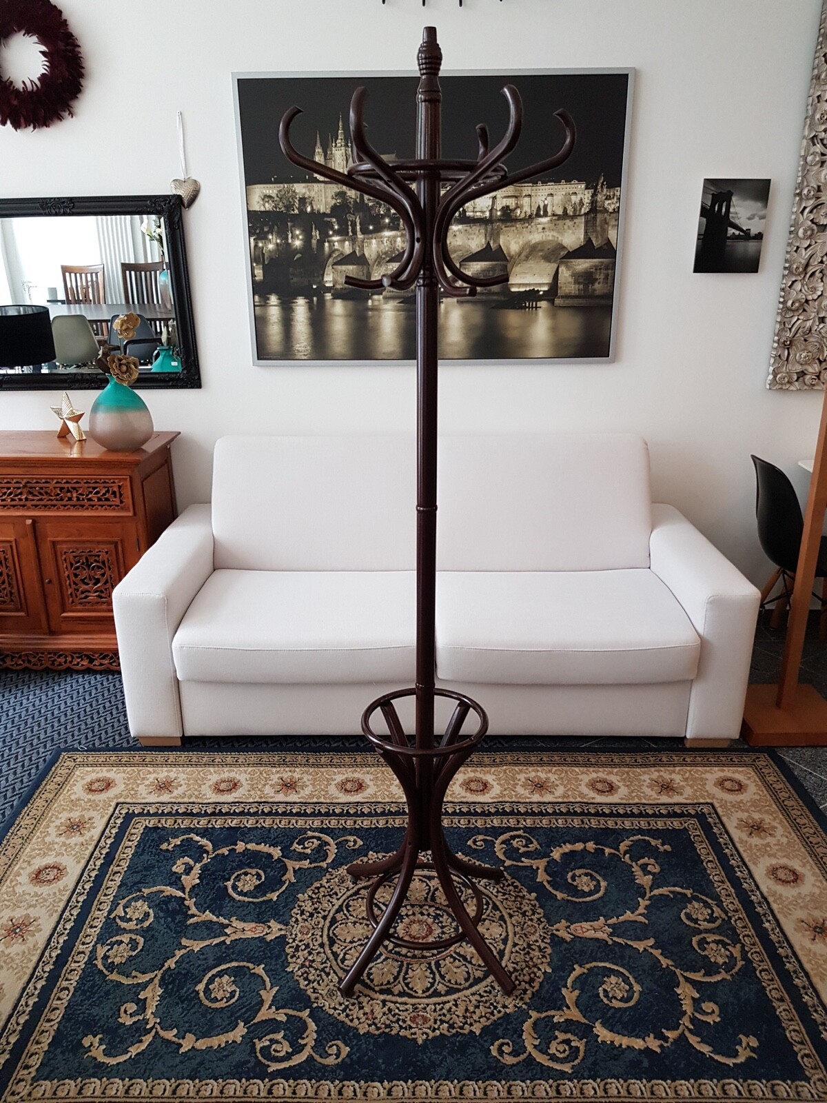 New hat and coat wood hanger rack stand antique style suspender peg