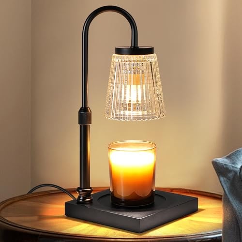 Candle Warmer Lamp with Timer Dimmer, Adjustable Height Candle Wax Clear 01