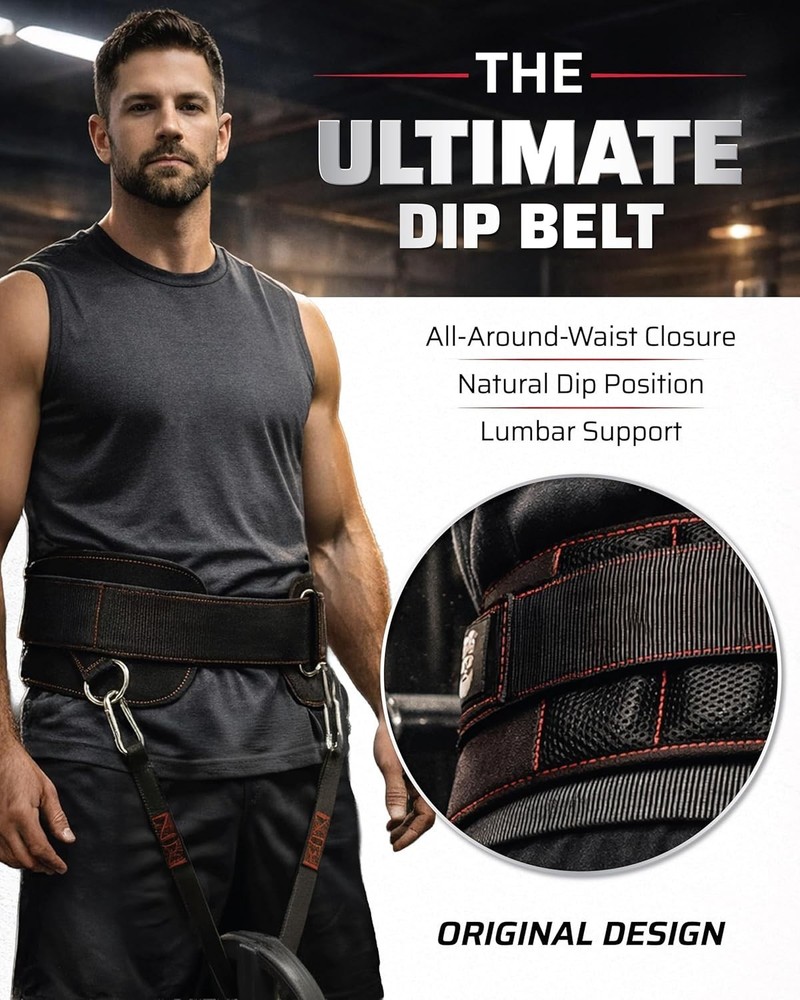 Ultimate Dip Belt | Secure Closure - No Sliding Down | Structured Back Suppor...
