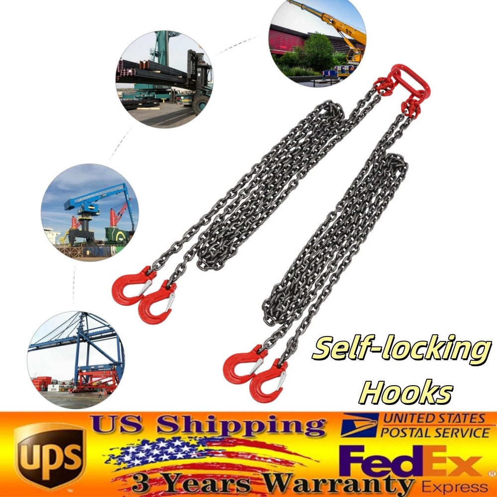 5T Chain Sling Mining Lifting Moving Link Hoisting Crane Self-locking Hook 10FT