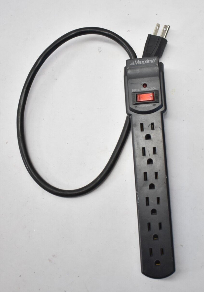 Maxxima Surge Protector 6 Outlet Device Black 2' Cord Electrical Distribution