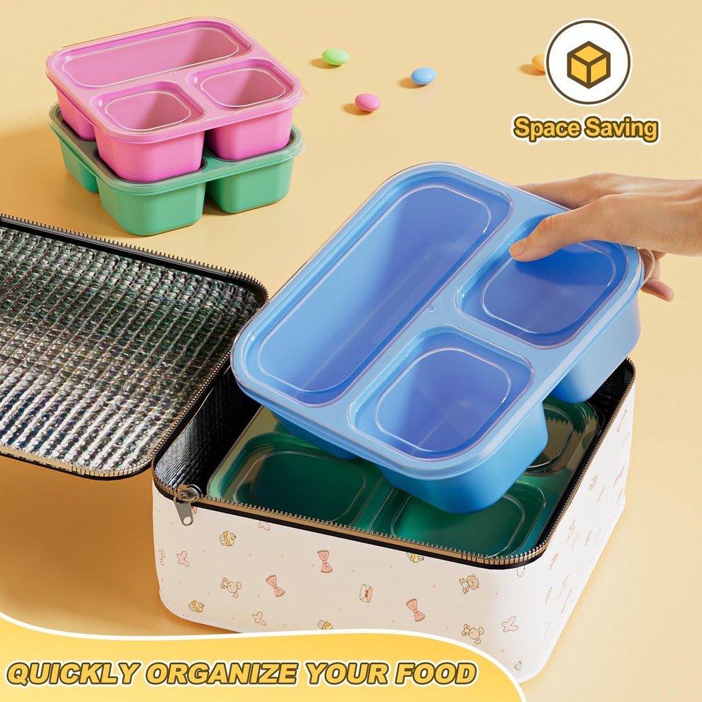 Canfanni 6 Pcs Snack Box Container Set, Reusable 3&4 common, Transparent Lids