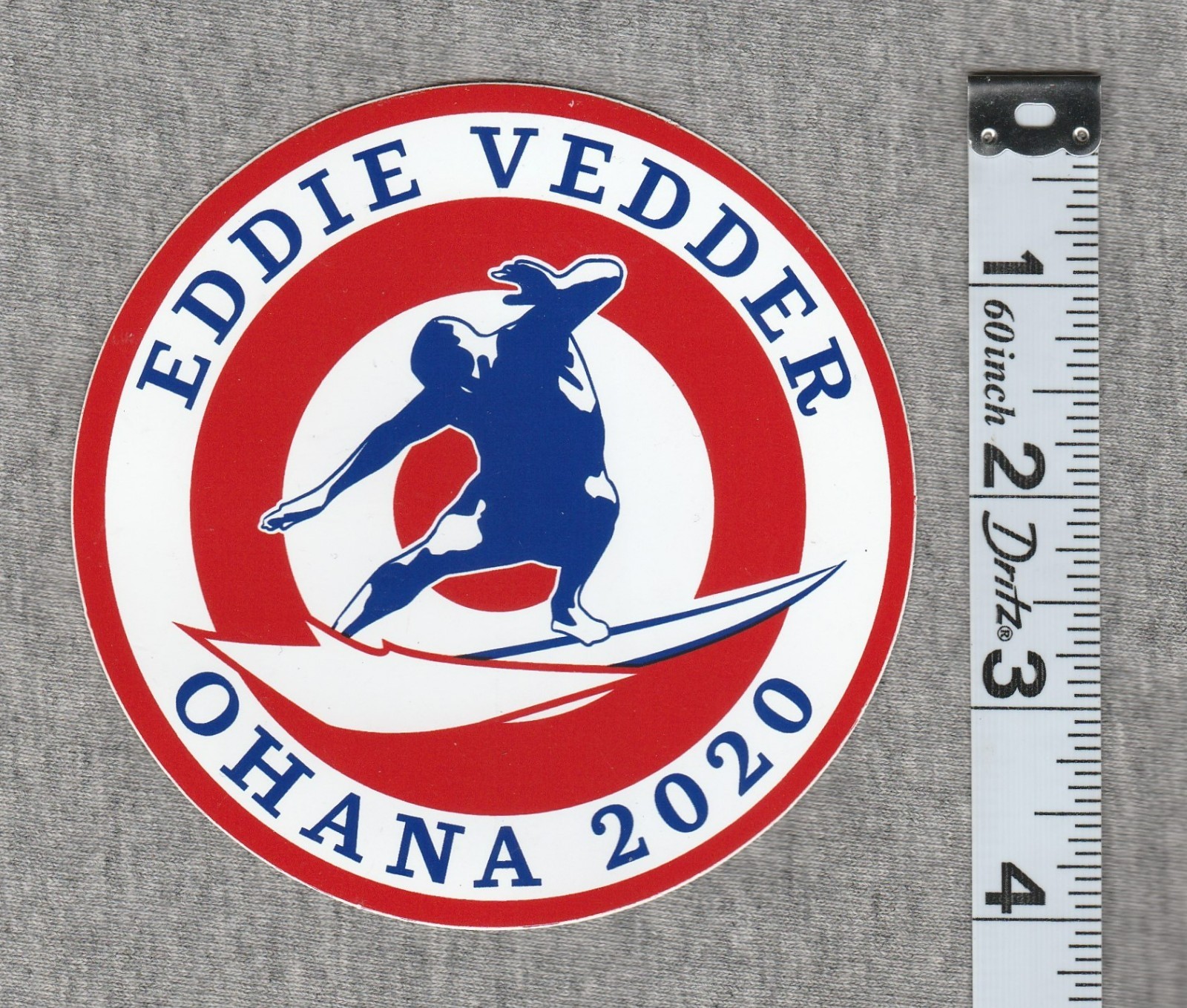 Eddie Vedder Sticker Earthlings 4In Ohana Fest 2020 Dana Point California Surfer