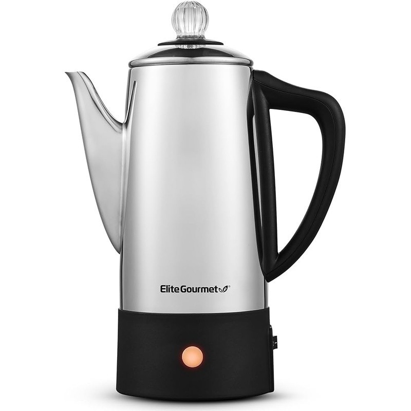 6 Cup Stainless Steel Percolator Coffee Maker Auto Shut-Off Keep Warm Function