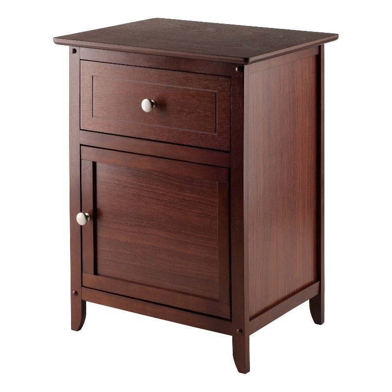 Winsome Eugene Transitional Solid Wood Nightstand with Drawer in Antique Walnut